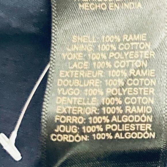 Frye Navy Blue Sleeveless Lace Yoke Dress Loose Fit Small Medium Rare NWT - Picture 9 of 9